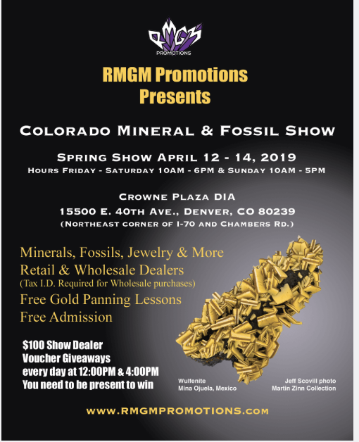Welcome to the 2019 Denver Gem & Mineral (Spring) Showcase!