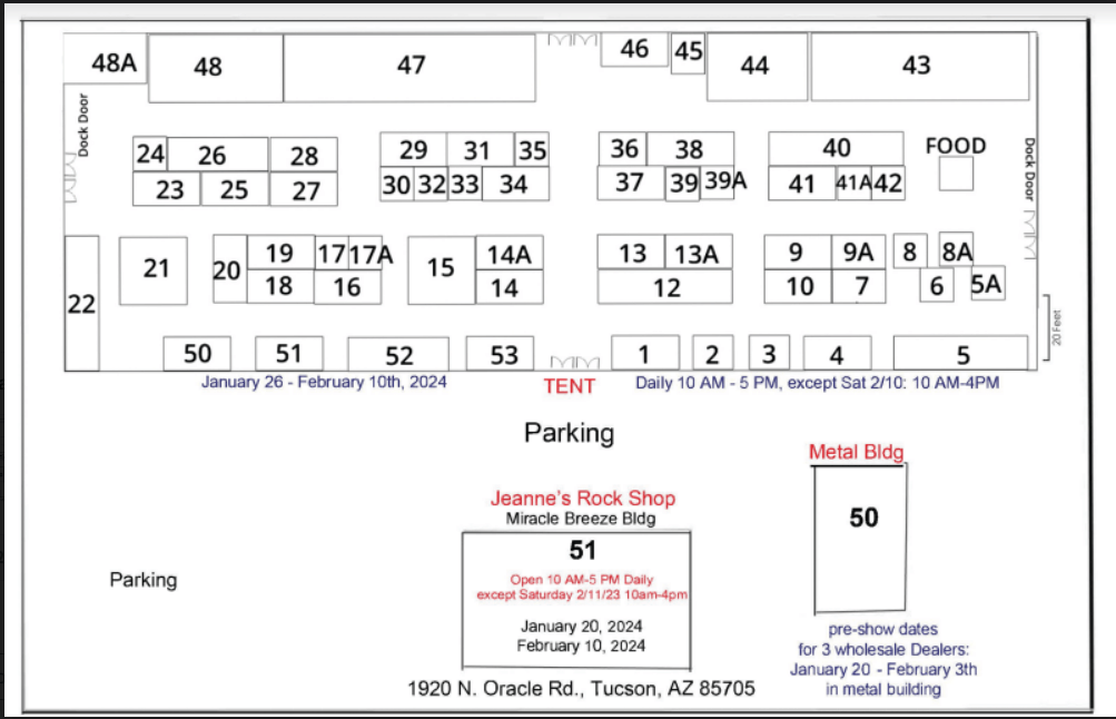 floorplan RMGM Tucson Mineral & Fossil Show - Oracle Road