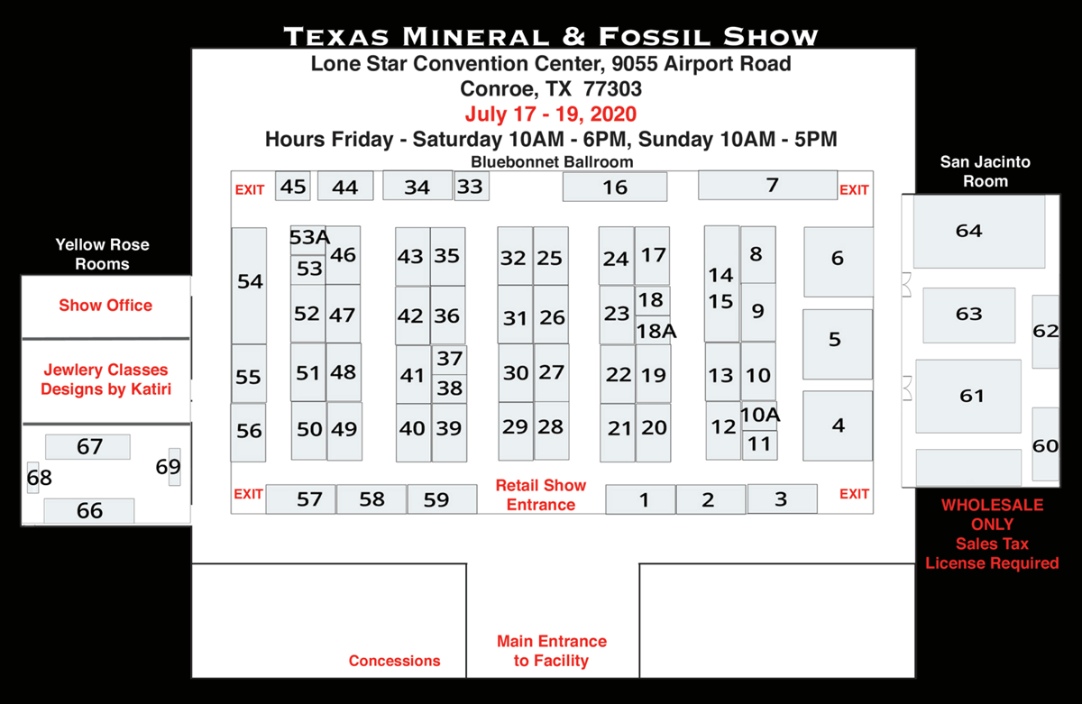 floorplan Texas Mineral and Fossil Conroe Show