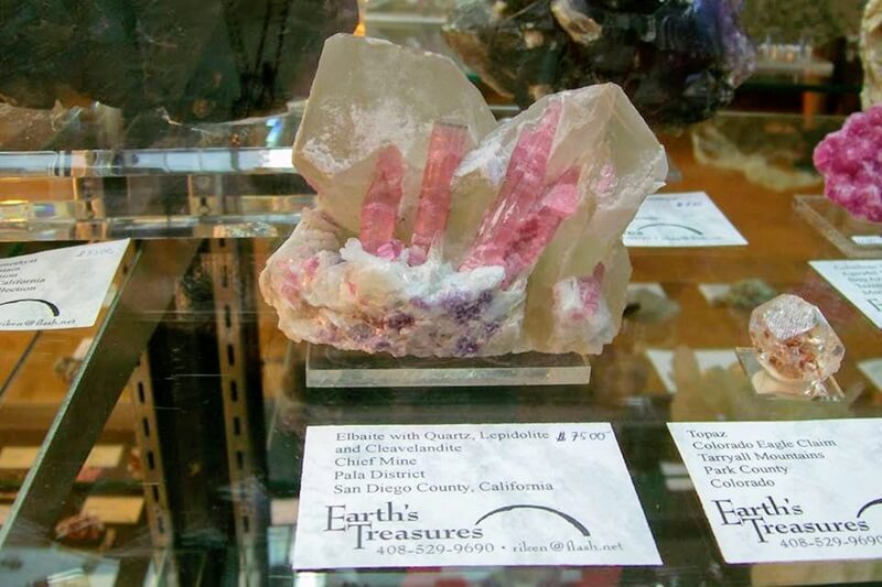 Dramatic Pink Tourmaline from "Earth's Treasures" at the Denver Gem & Mineral Show in 2019. Sadly, DGMS closed in 2021 and its dealers are all at other shows.