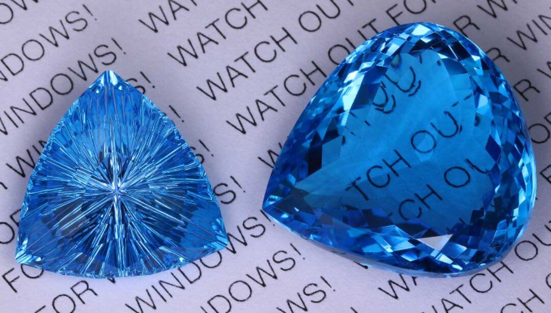 Well cut versus windowed gems showing different brilliance.