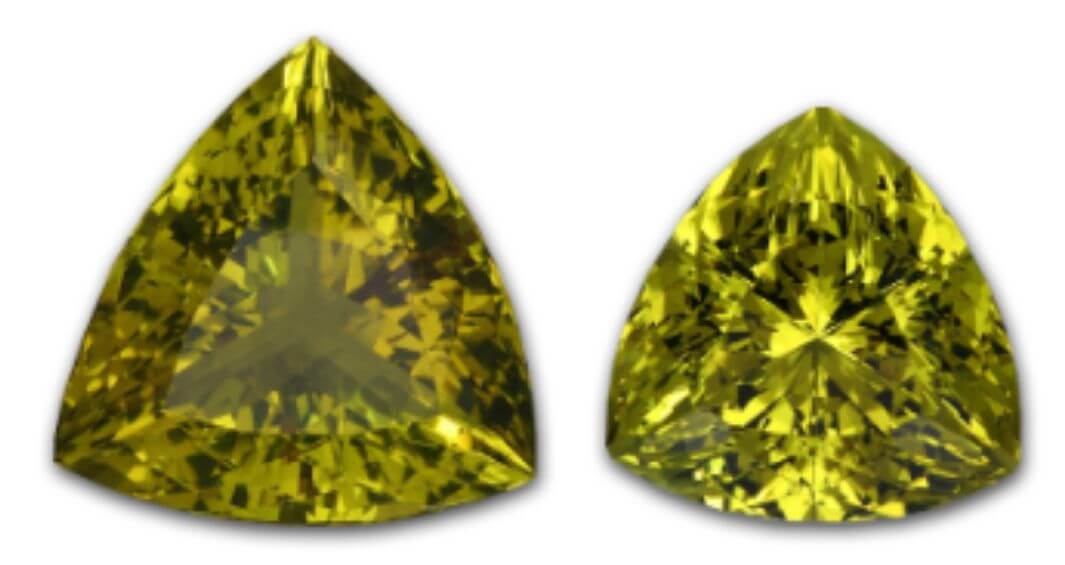 Lime Citrine Trillion-Cut Comparison.