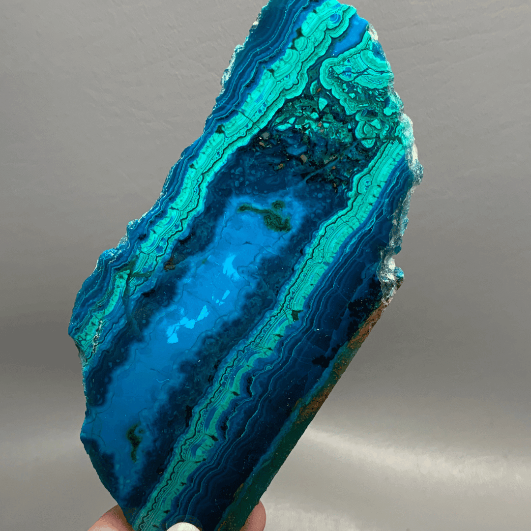 Beautiful malachite and chrysocolla slab.