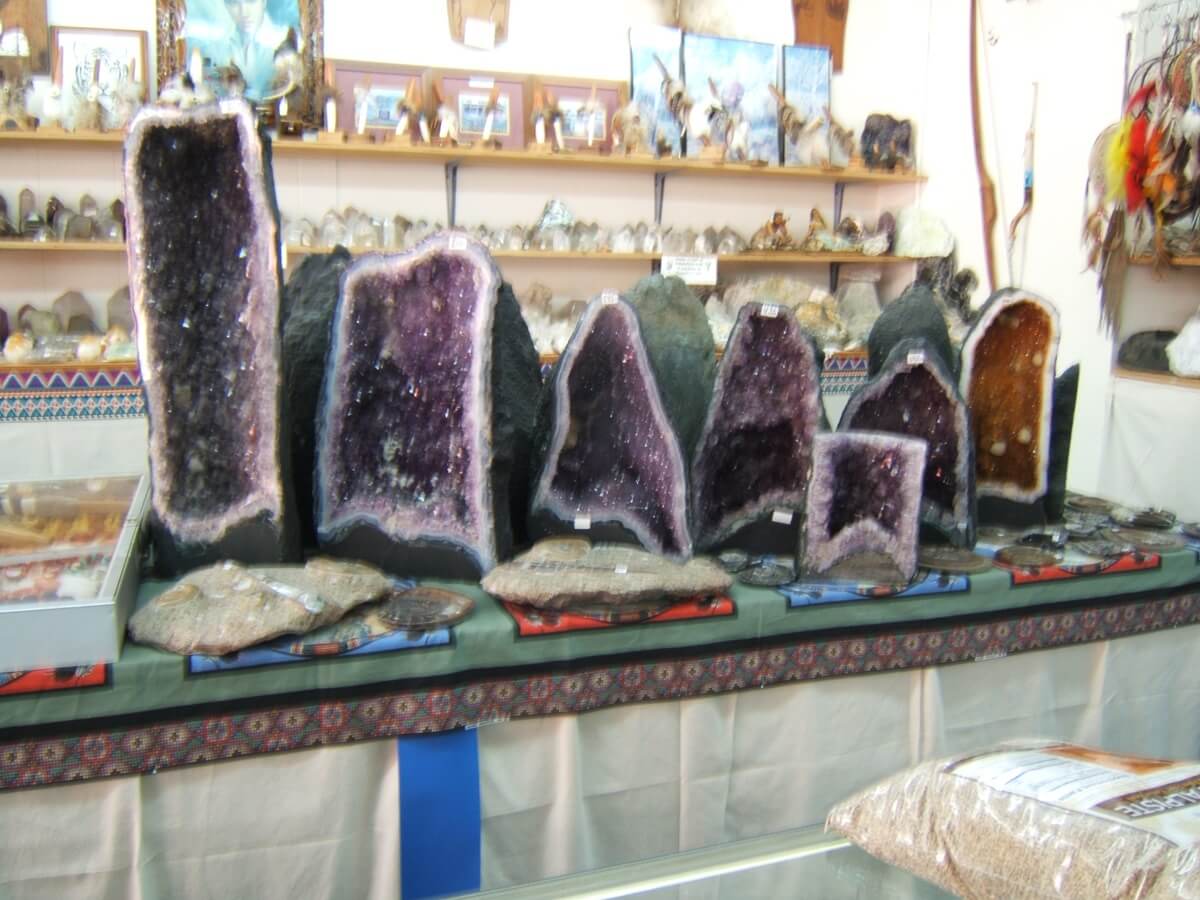 These are some of the amethyst cathedrals and orthocerapod plates we have in stock