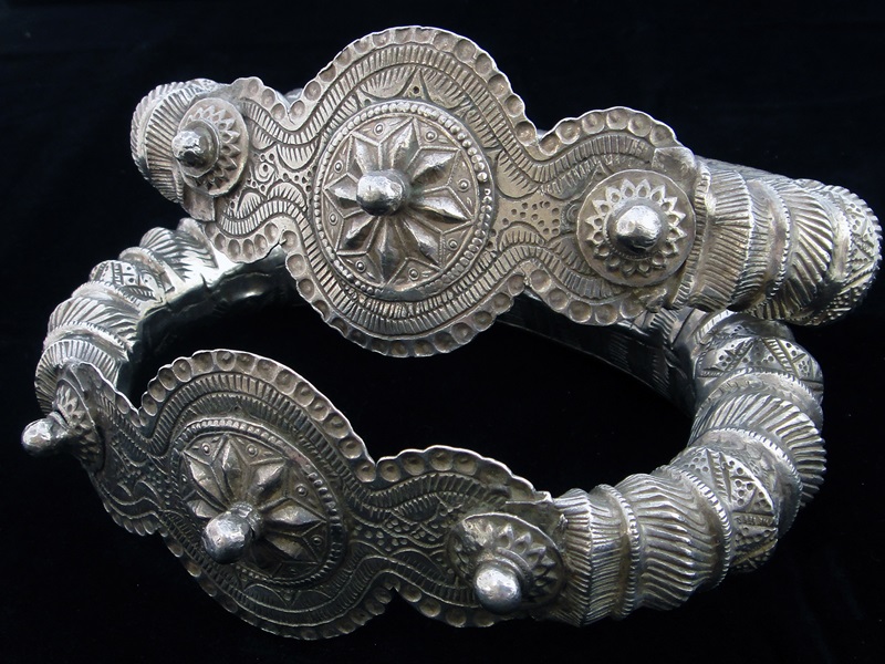 Antique silver ankle bracelets from India.
