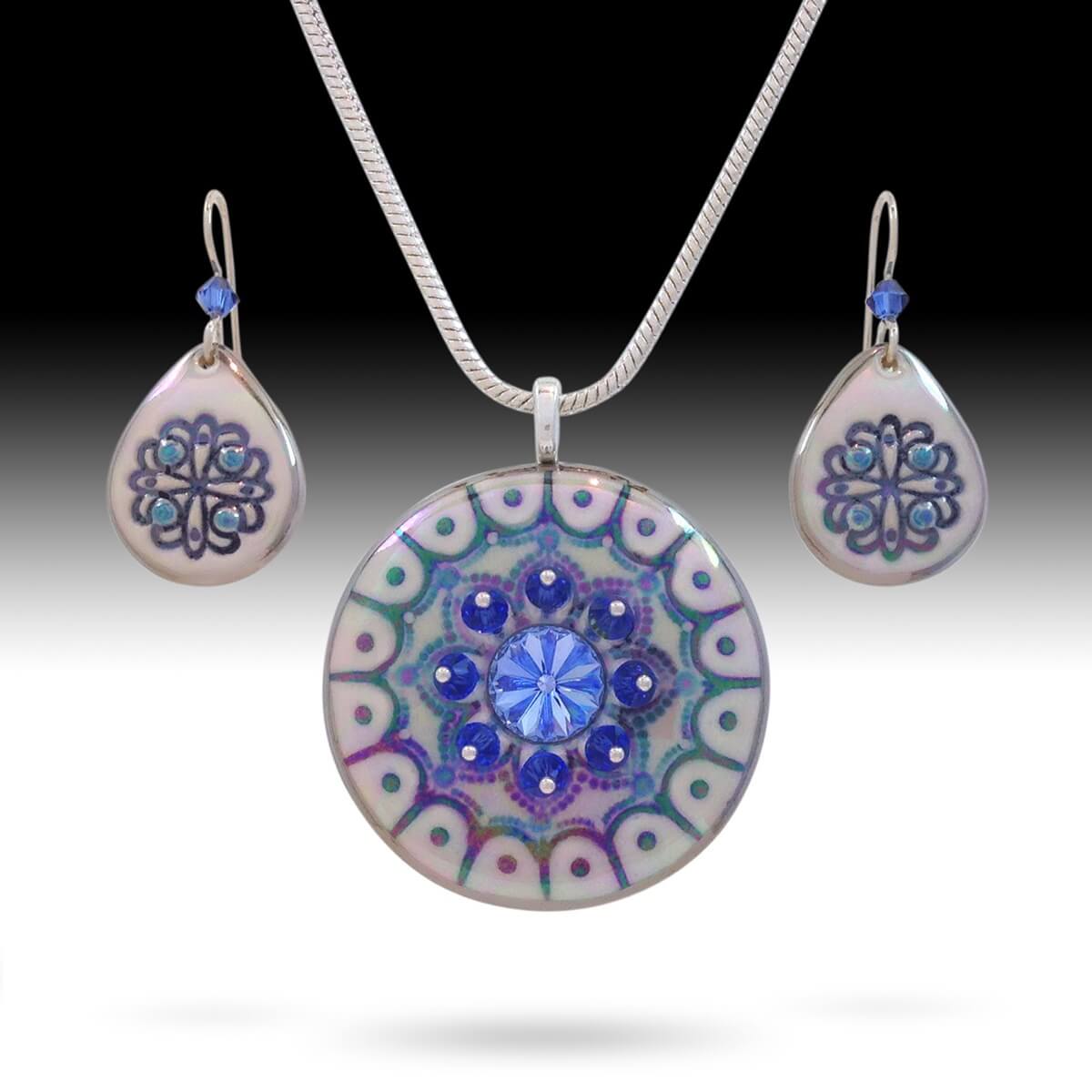Mandala statement set, the pendant is accented with a Swarovski Rivoli crystal & Swarovski crystal bicones.