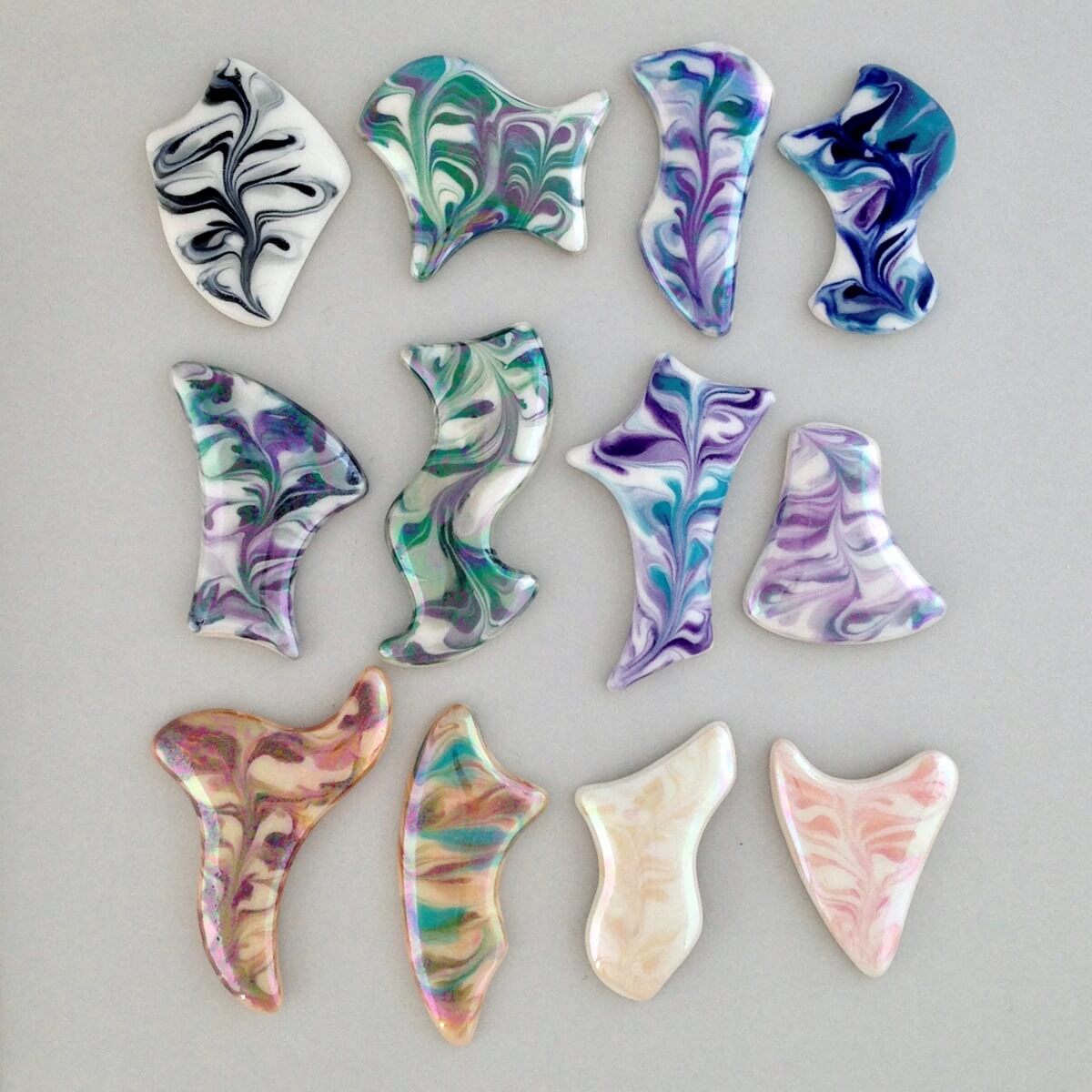 Abstract porcelain cabochons for your wire or beaded designs.