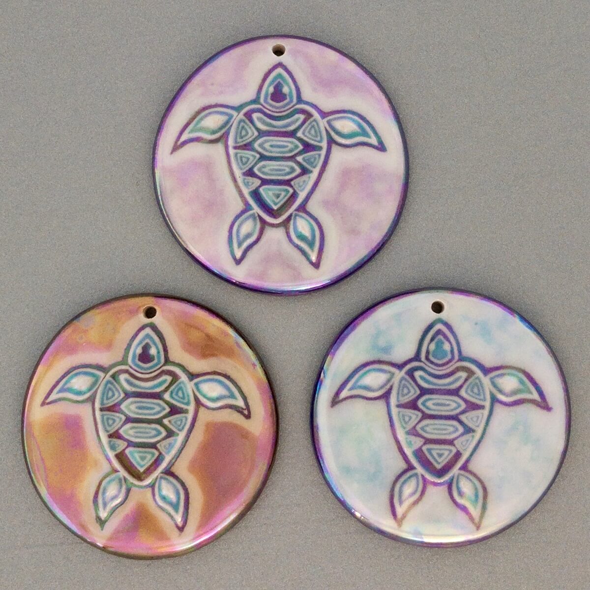 Our new tribal turtle in 3 different colorways.