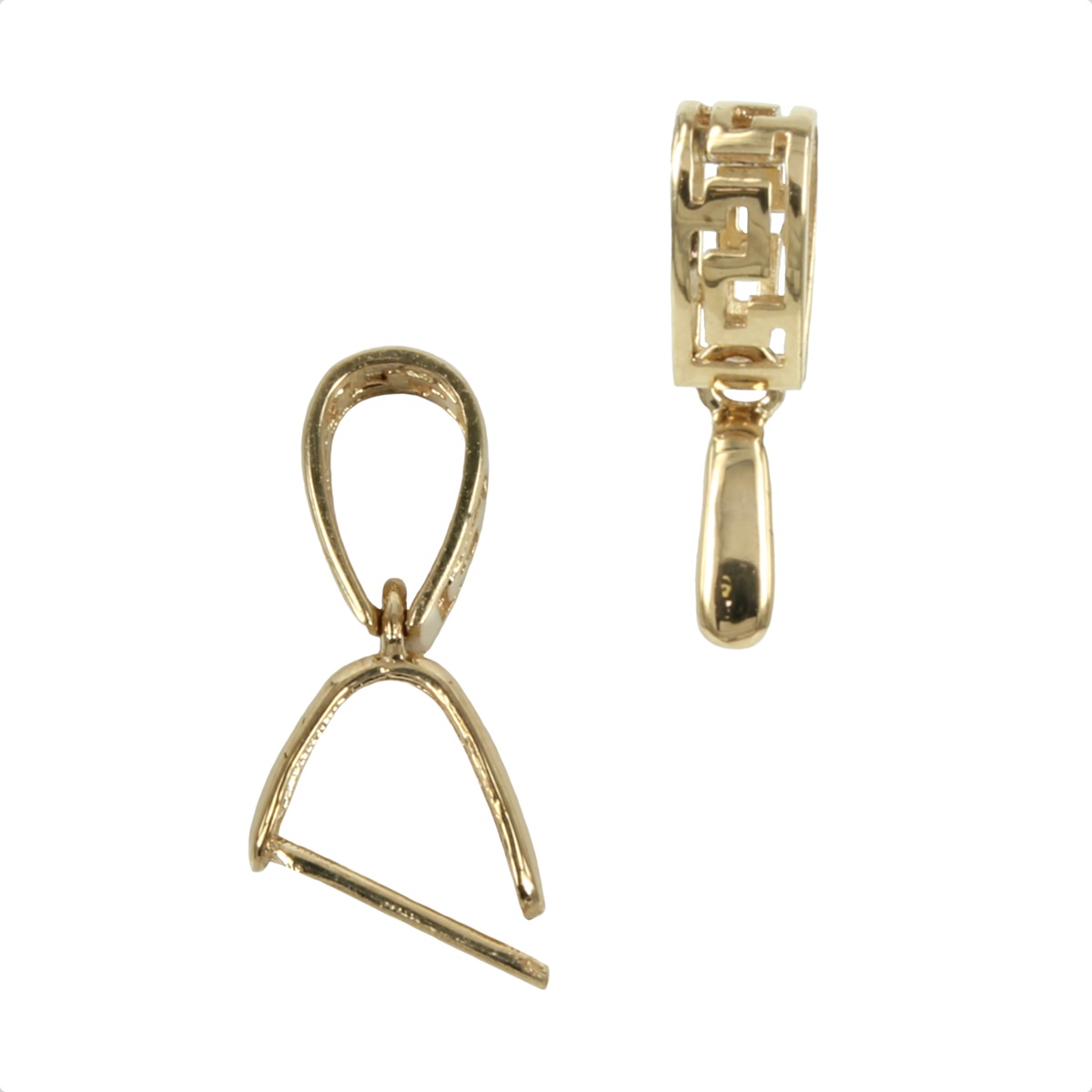 18Kt Gold Teardrop Pinch Bail with Meandros Patterned Bail 11.6×6.4mm Yellow Gold