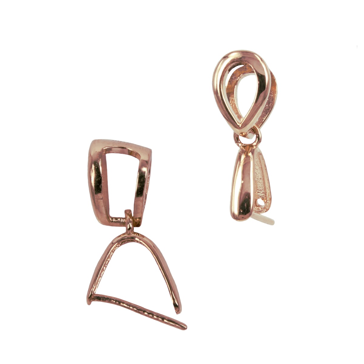8Kt Gold Teardrop Pinch Bail with Inverted Open Teardrop Bail 11.4×6.3mm Rose Gold