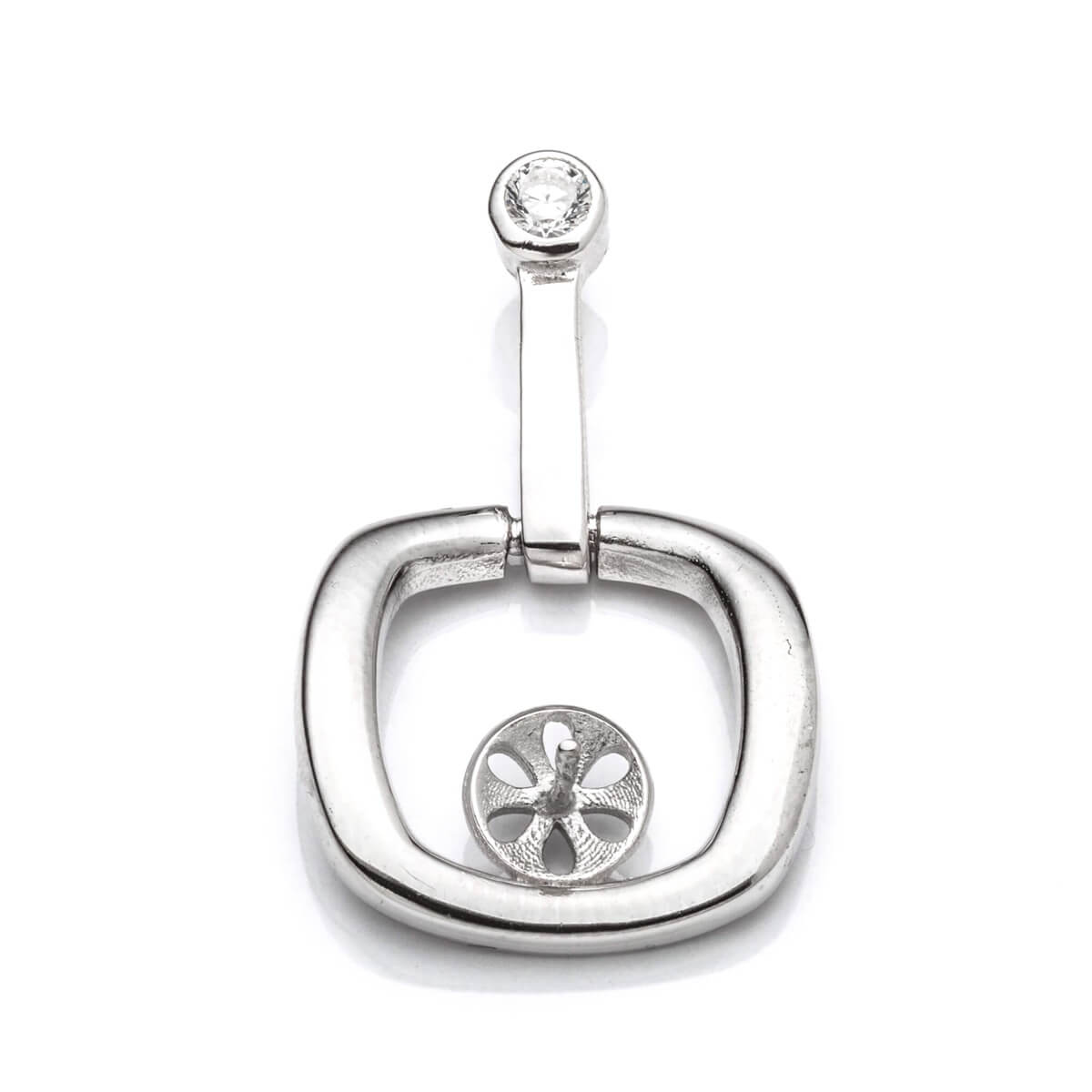 Rectangular Pendant with Cup and Peg Mounting in Sterling Silver 6mm 