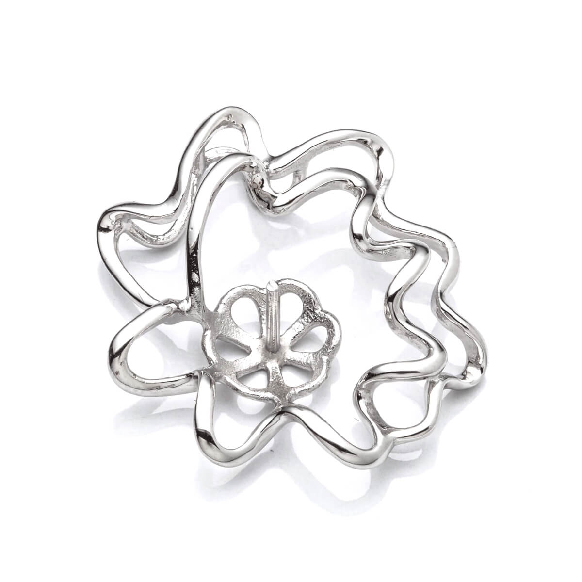 Swirls Pendant with Cup and Peg Mounting in Sterling Silver 9mm 