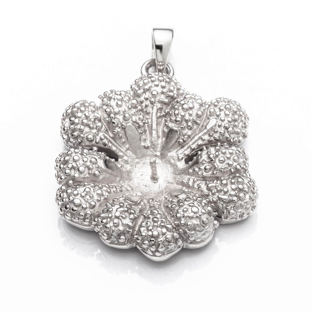 Floral Pendant with Cup and Peg Mounting and Bail in Sterling Silver 