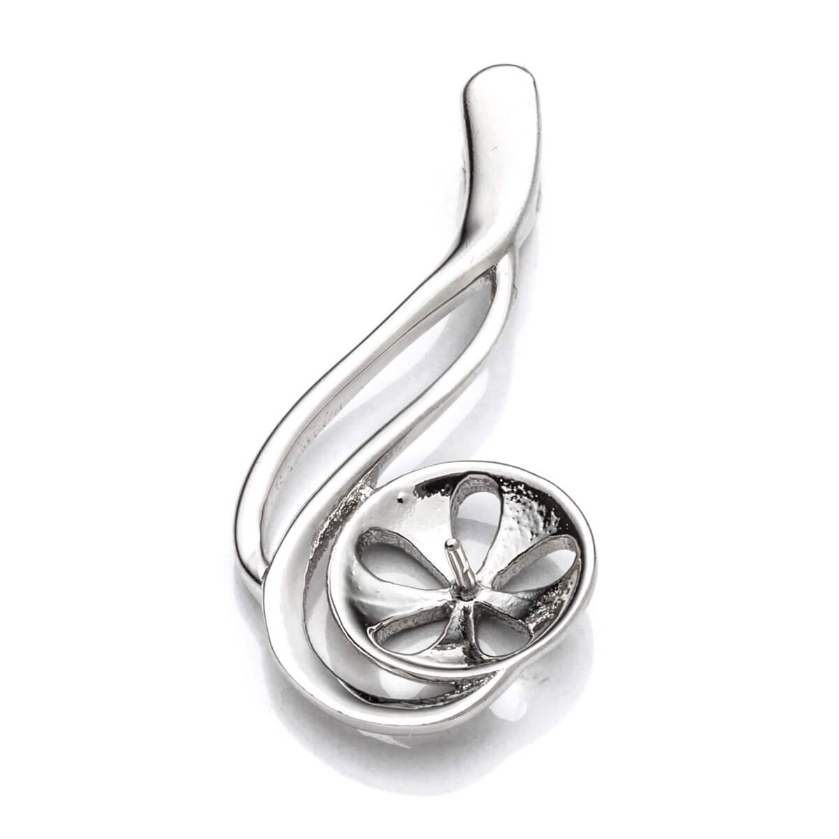 Music Note Pendant with Cup and Peg Mounting in Sterling Silver 9mm 