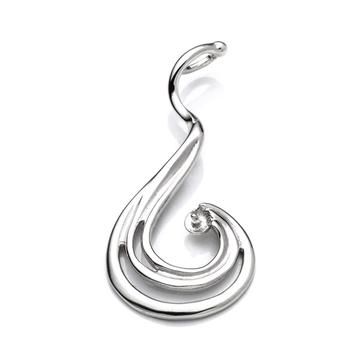 Hook Pendant with Cup and Peg Mounting in Sterling Silver 5mm
