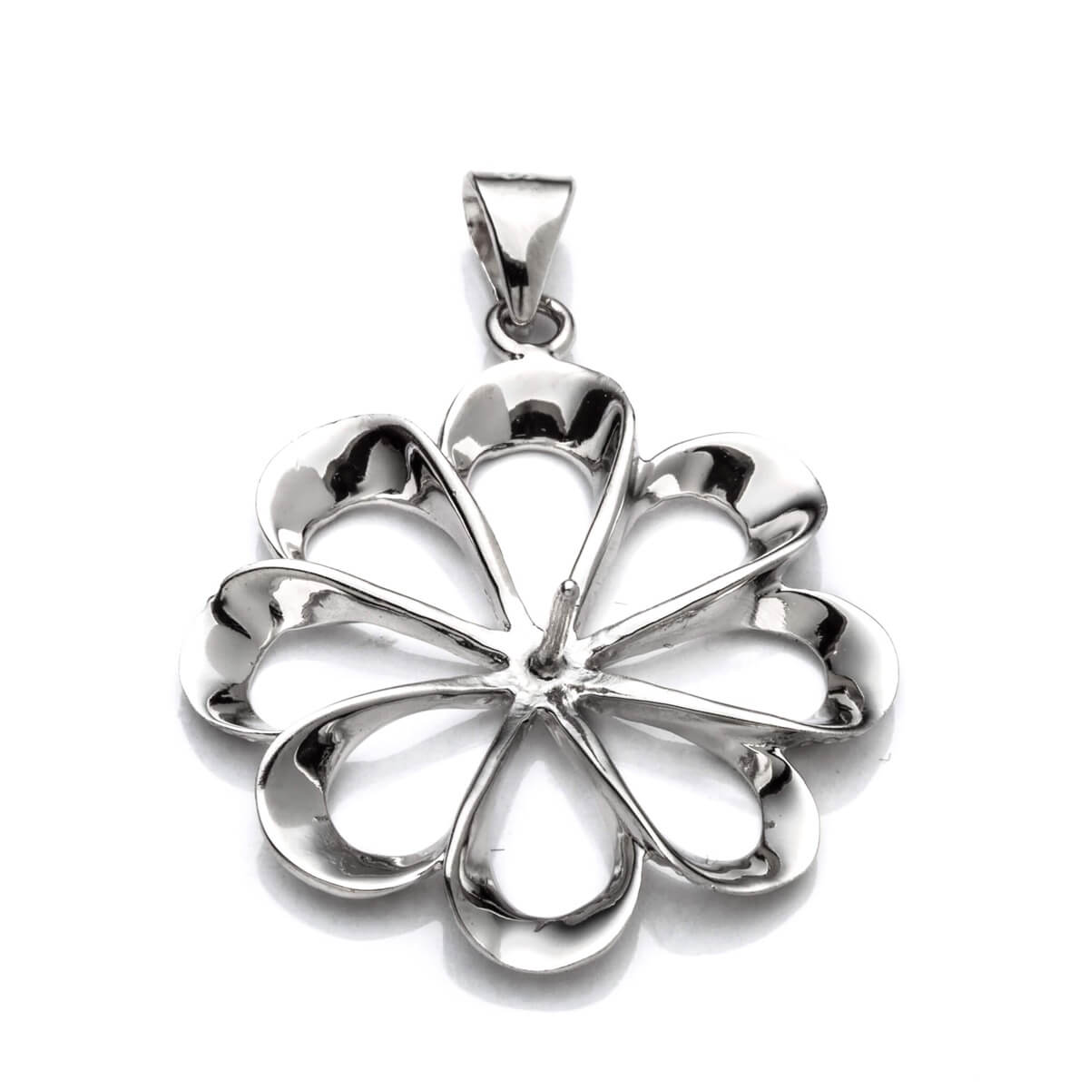Floral Pendant with Peg Mounting and Bail in Sterling Silver 9mm 