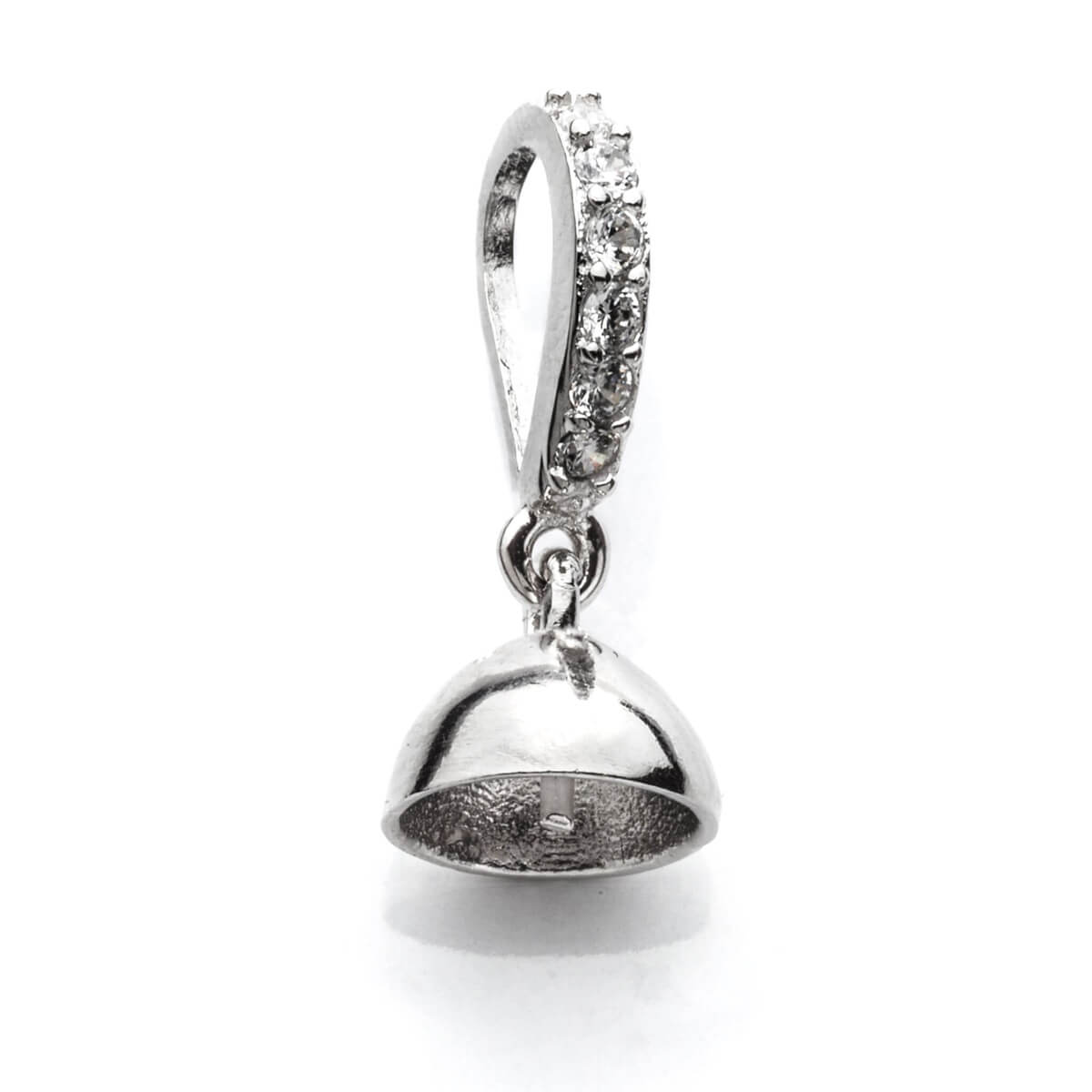 Pendant with Cubic Zirconia Inlays and Cup and Peg Mounting and Bail in Sterling Silver 5mm 