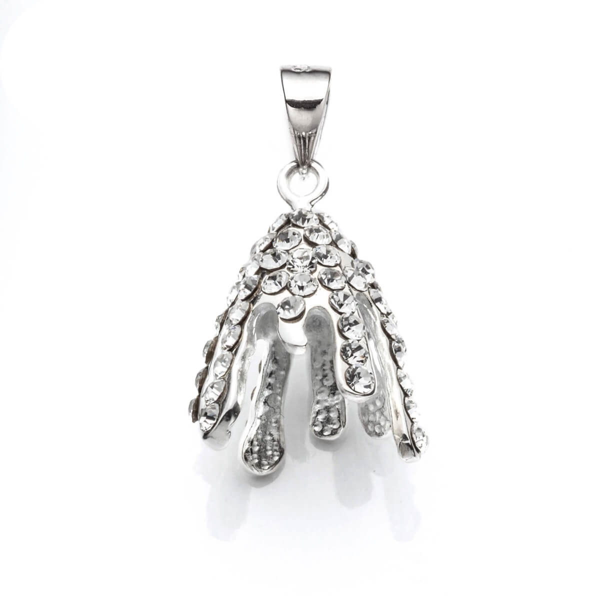 Pendant with Cubic Zirconia Inlays and Cup and Peg Mounting and Bail in Sterling Silver 6mm 