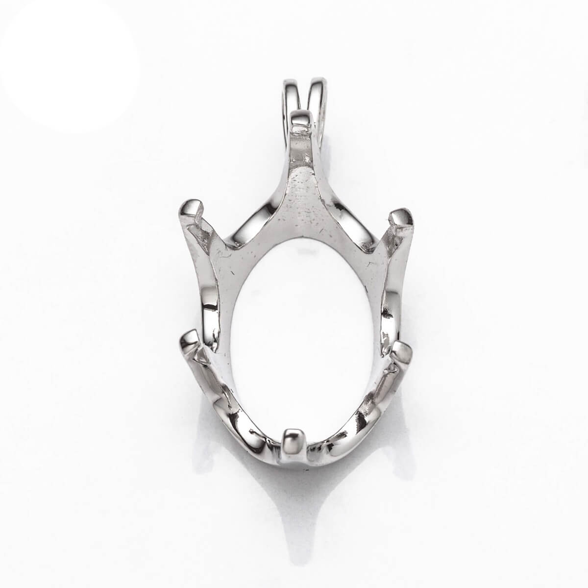 Oval Pendant with Oval Crown Mounting in Sterling Silver 