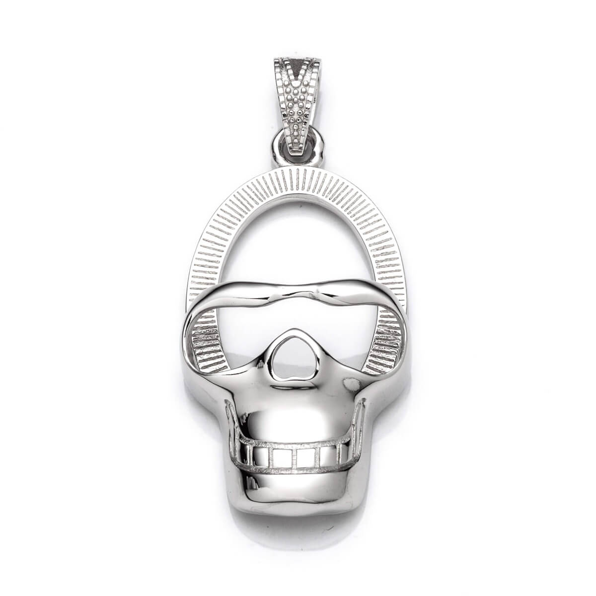 Skull Pendant with Oval Glue-on Mounting and Bail in Sterling Silver 22x28mm