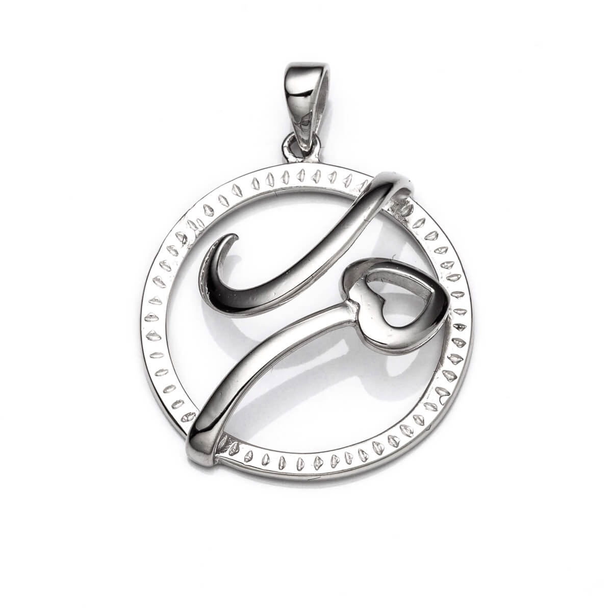 Round Pendant with Round Bezel Mounting and Bail in Sterling Silver 25mm 