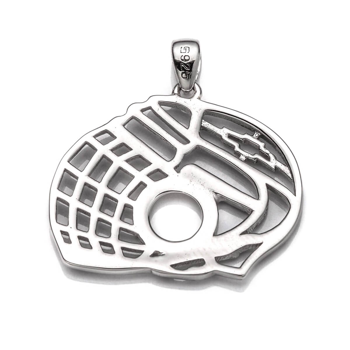 Unique Shape Pendant with Round Bezel Mounting and Bail in Sterling Silver 6mm 