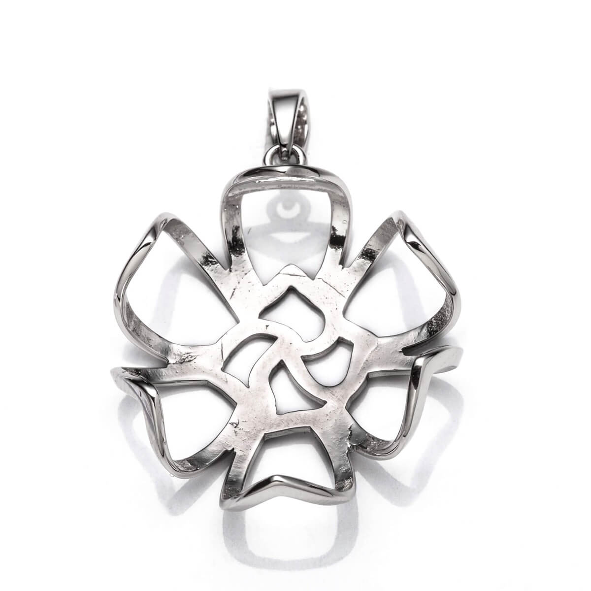 Freeform Floral Pendant with Bail in Sterling Silver 22mm 