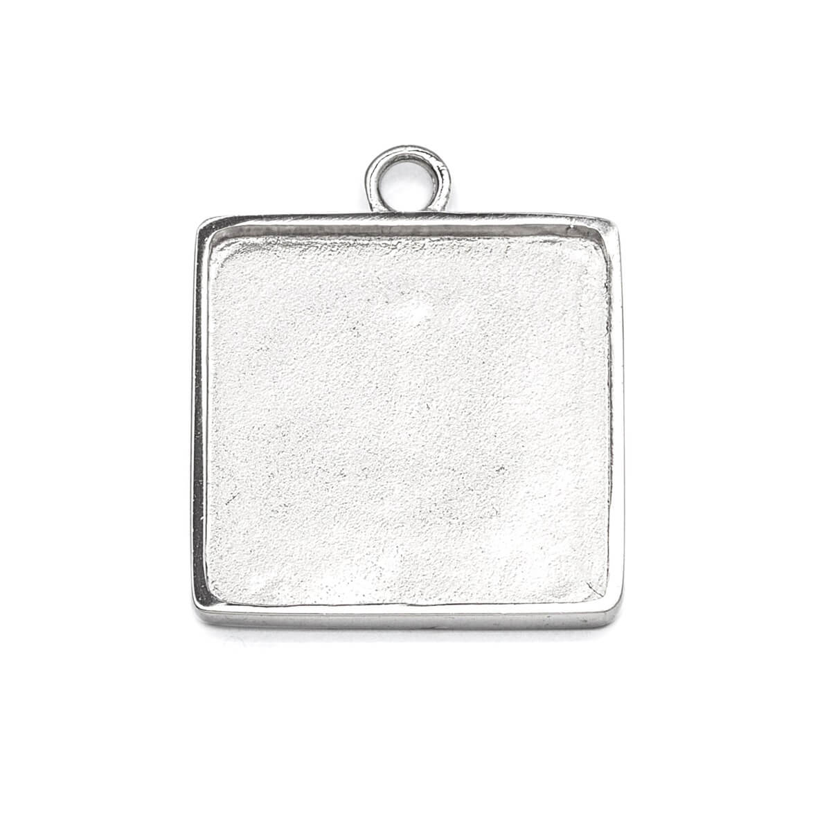 Rectangular Pendant with Square Bezel Mounting in Sterling Silver 16x16mm
