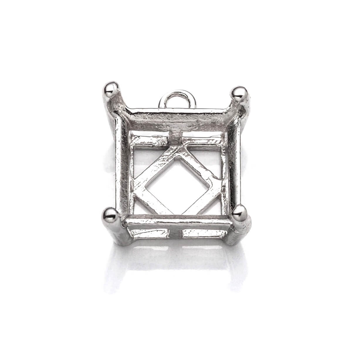 Basket Pendant with Square Bezel Mounting in Sterling Silver