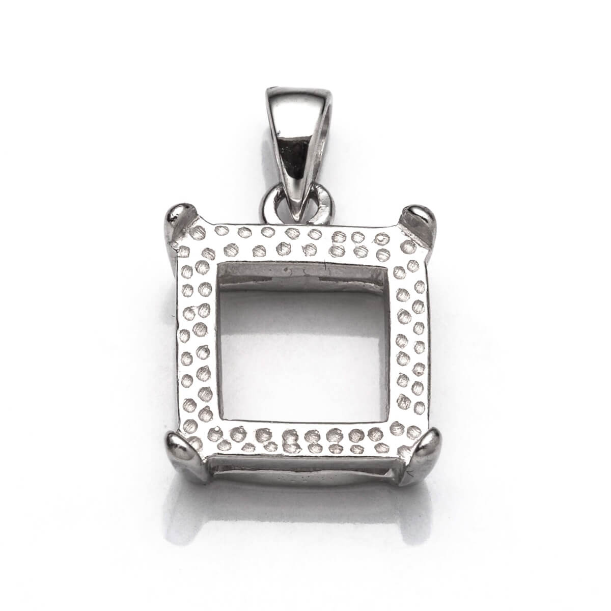 Rectangular Pendant with Square Bezel Mounting and Bail in Sterling Silver 11x11mm 