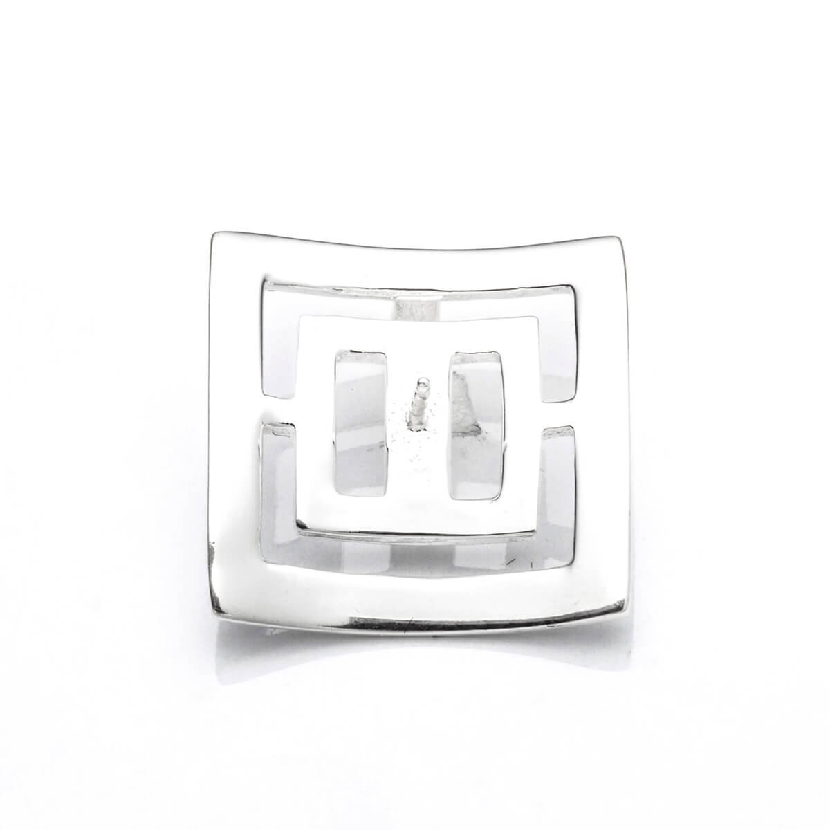 Square Pendant with Peg Mounting in Sterling Silver 7mm 