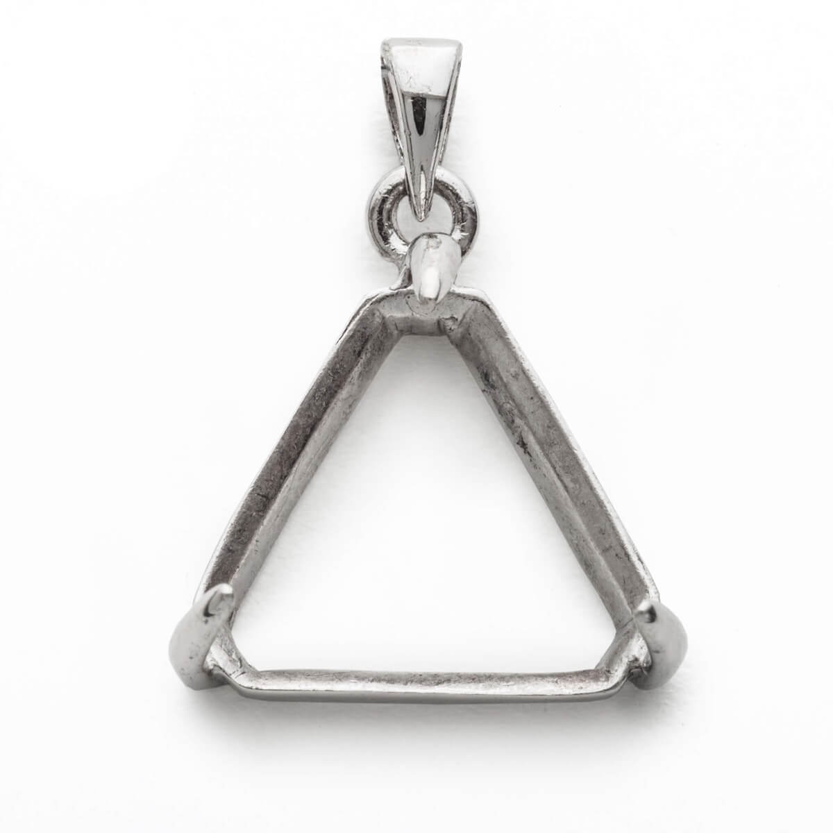 Triangular Pendant with Triangular Mounting and Bail in Sterling Silver 14x14mm 