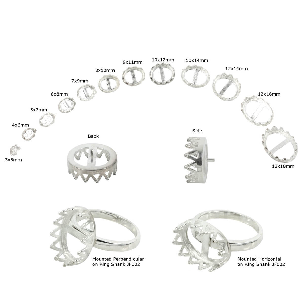 Jeweller Ring Peg Setting Gallery Style Oval Bezel 