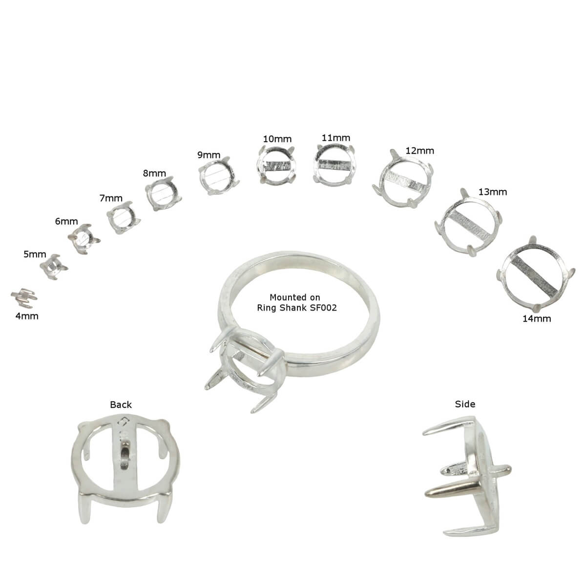 Jeweller Ring Peg Setting Four-Prong Round Seat