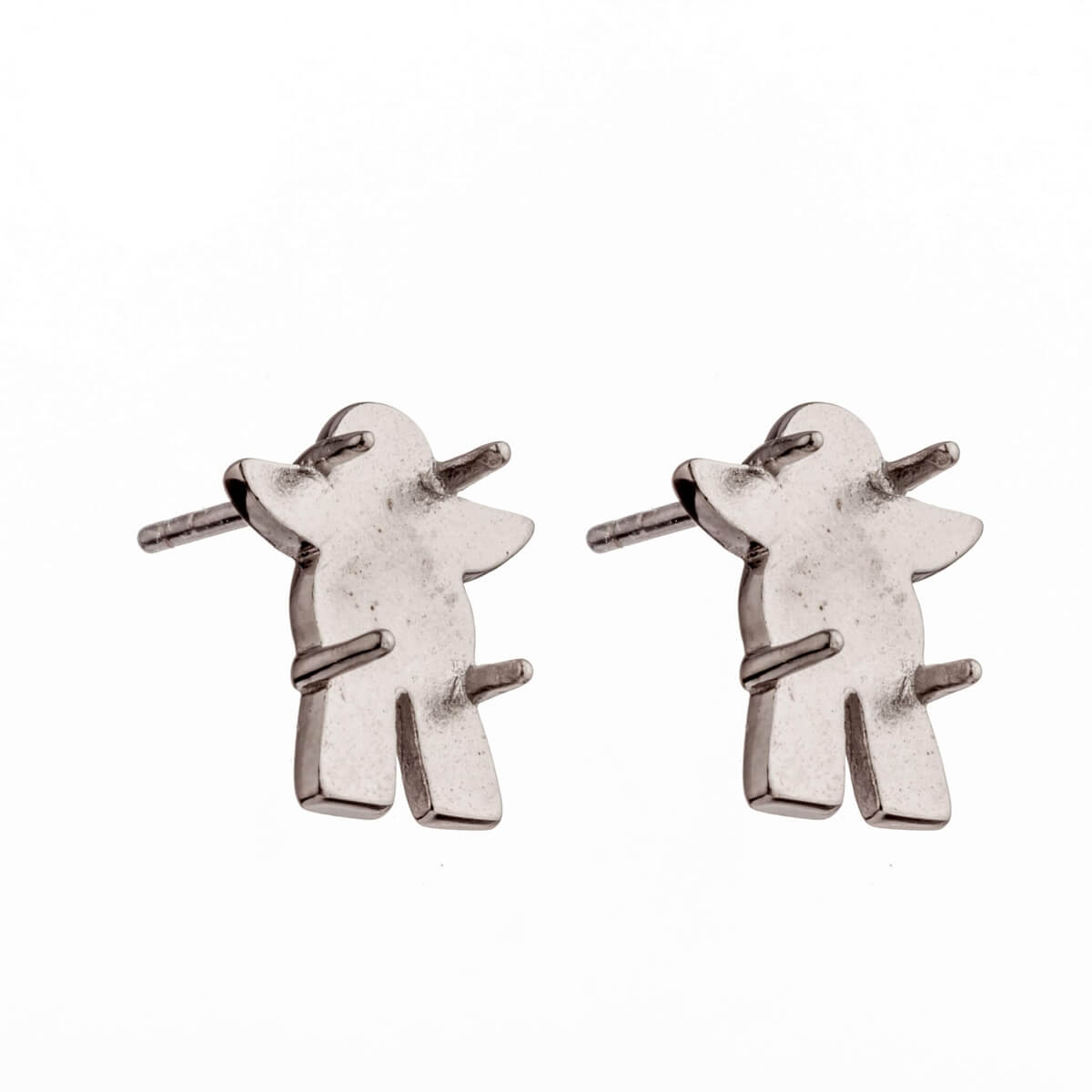 Ear Studs with Rectangular Mounting in Sterling Silver 9x13mm 