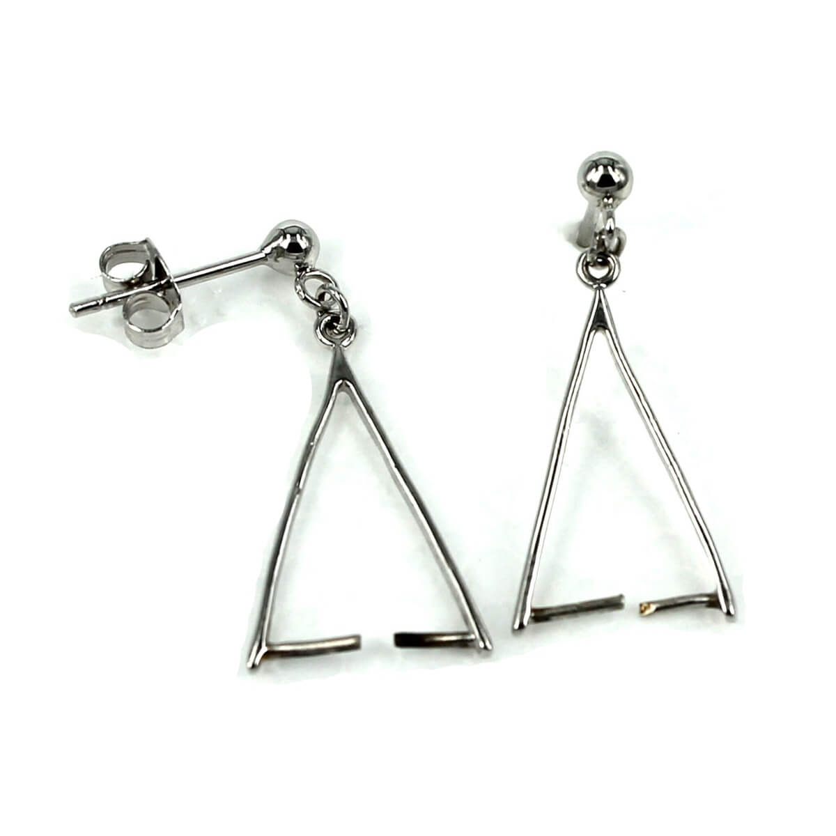 Ear Studs with Pinch Bail Mounting in Sterling Silver 
