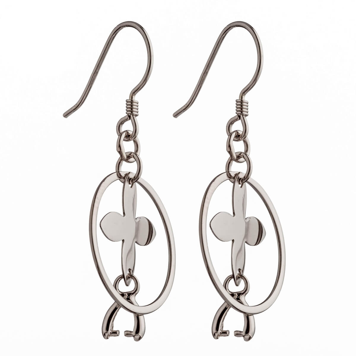 Ear Wires with Earring Components and Pinch Bail Mounting in Sterling Silver 