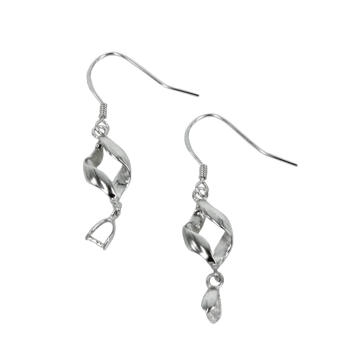 Ear Wires with Pinch Bail and Curls Element in Sterling Silver 4mm 