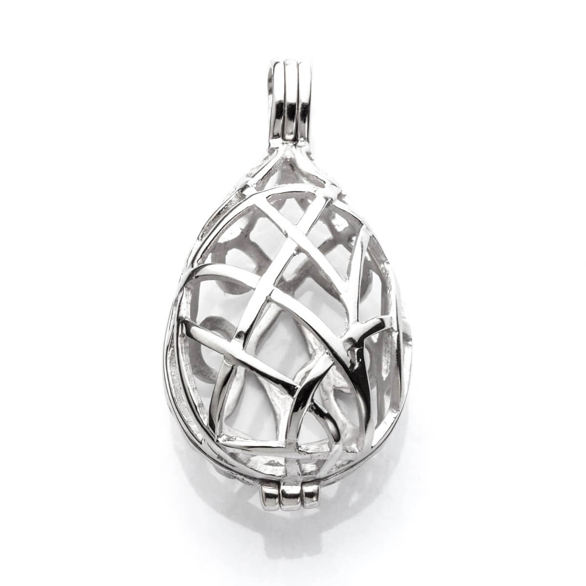Swirl Pendant with Oval Cage Mounting in Sterling Silver 