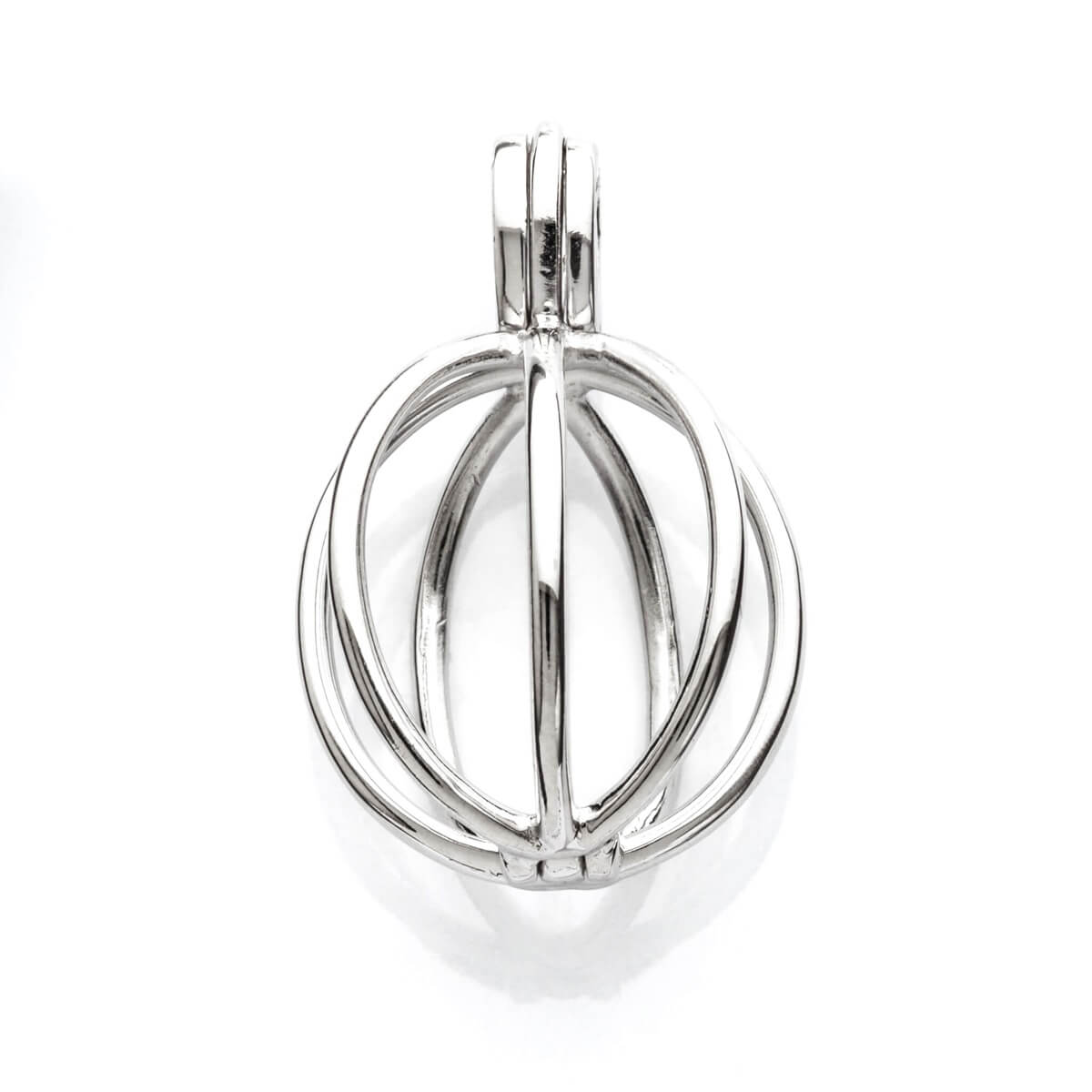 Pendant with Round Cage Mounting in Sterling Silver 