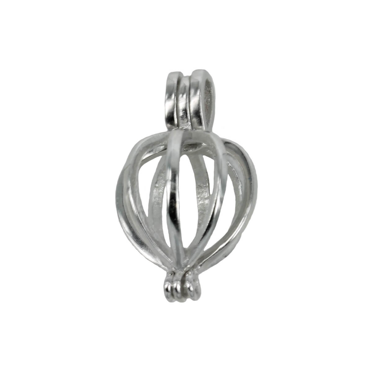 Pear Shaped Cage Pendant with Incorporated Bail in Sterling Silver 10mm 