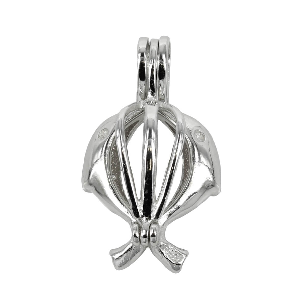 Dolphins Cage Pendant with Incorporated Bail in Sterling Silver 8mm