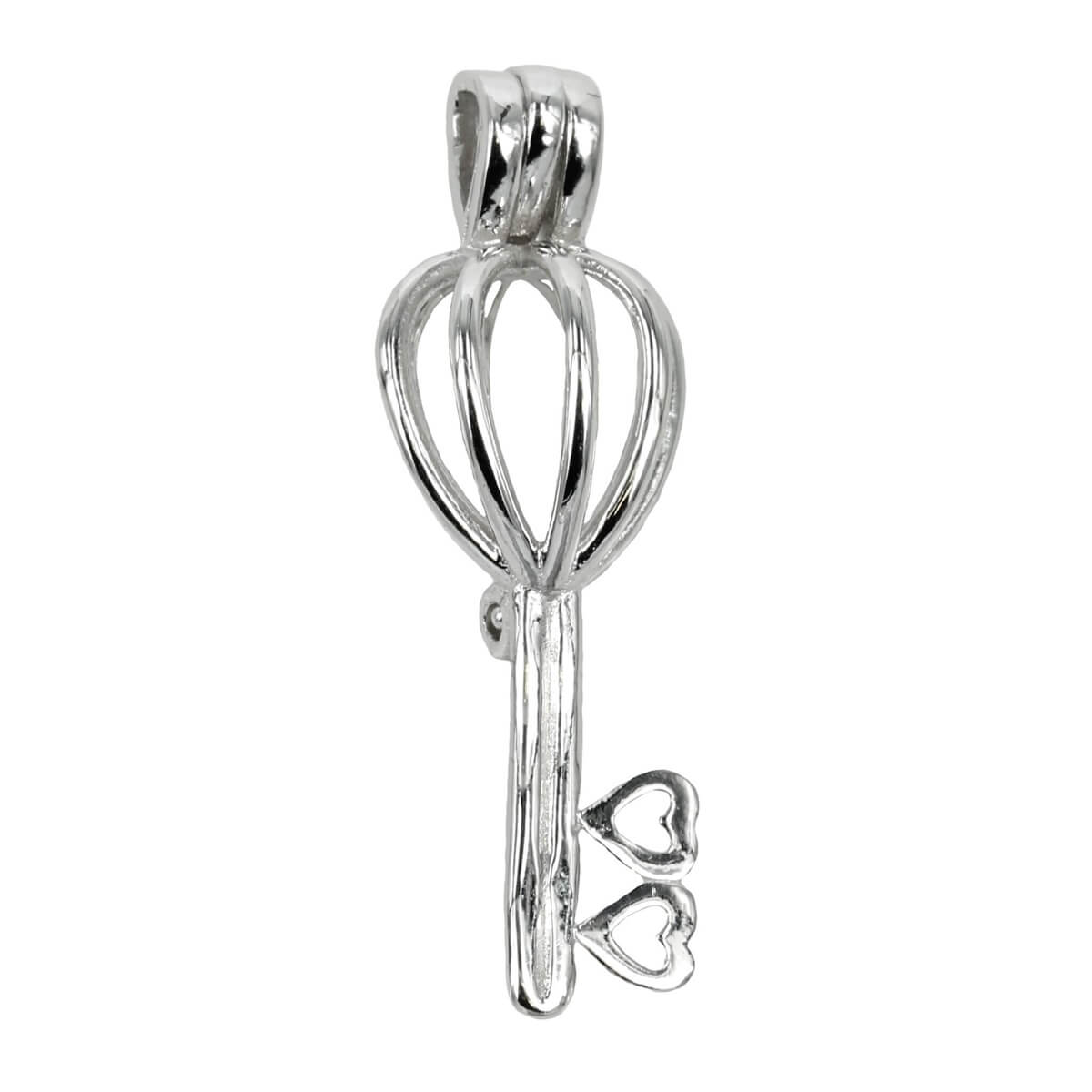 Key Cage Pendant with Incorporated Bail in Sterling Silver 10mm 