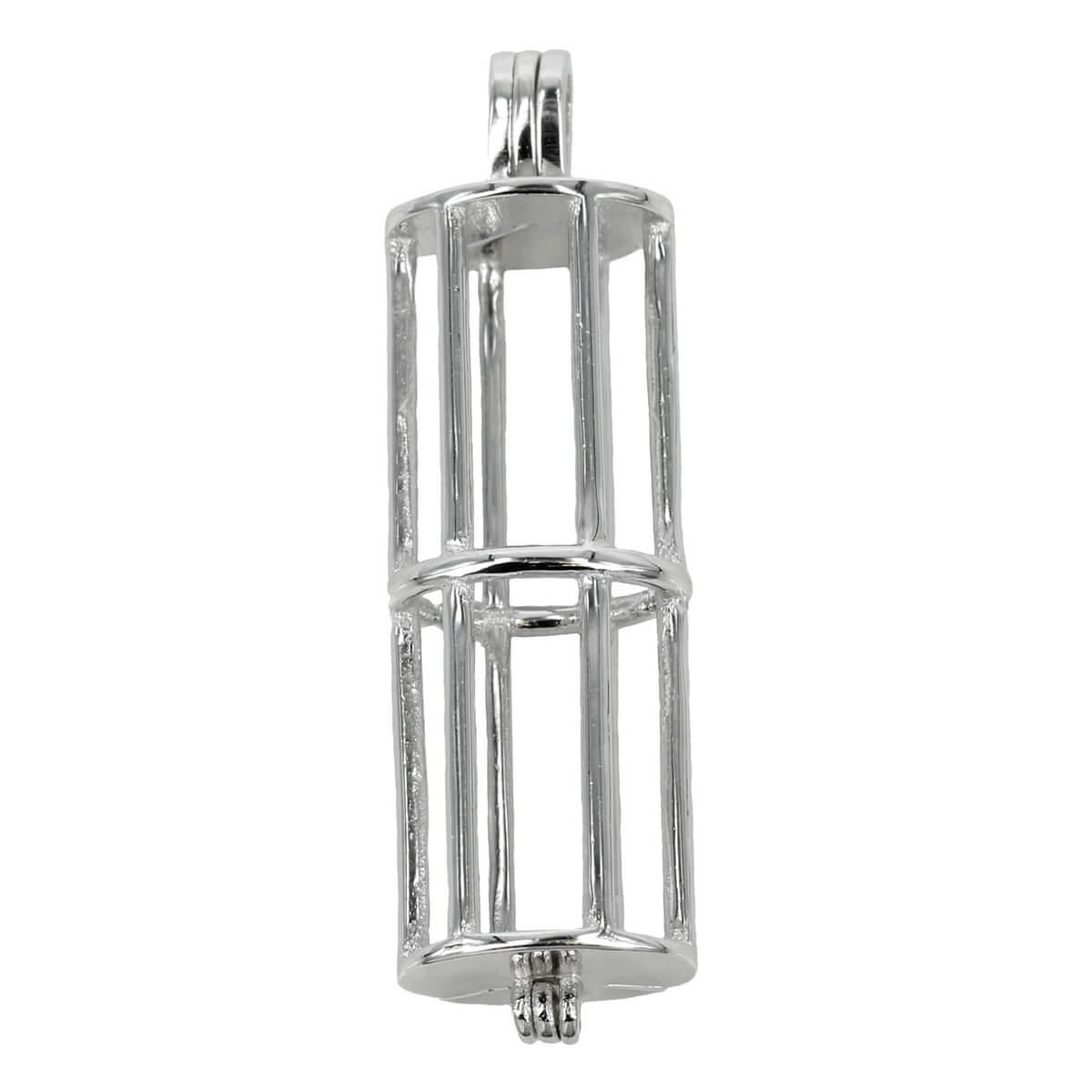 Hanging Cage Pendant with Incorporated Bail in Sterling Silver 10x30mm 