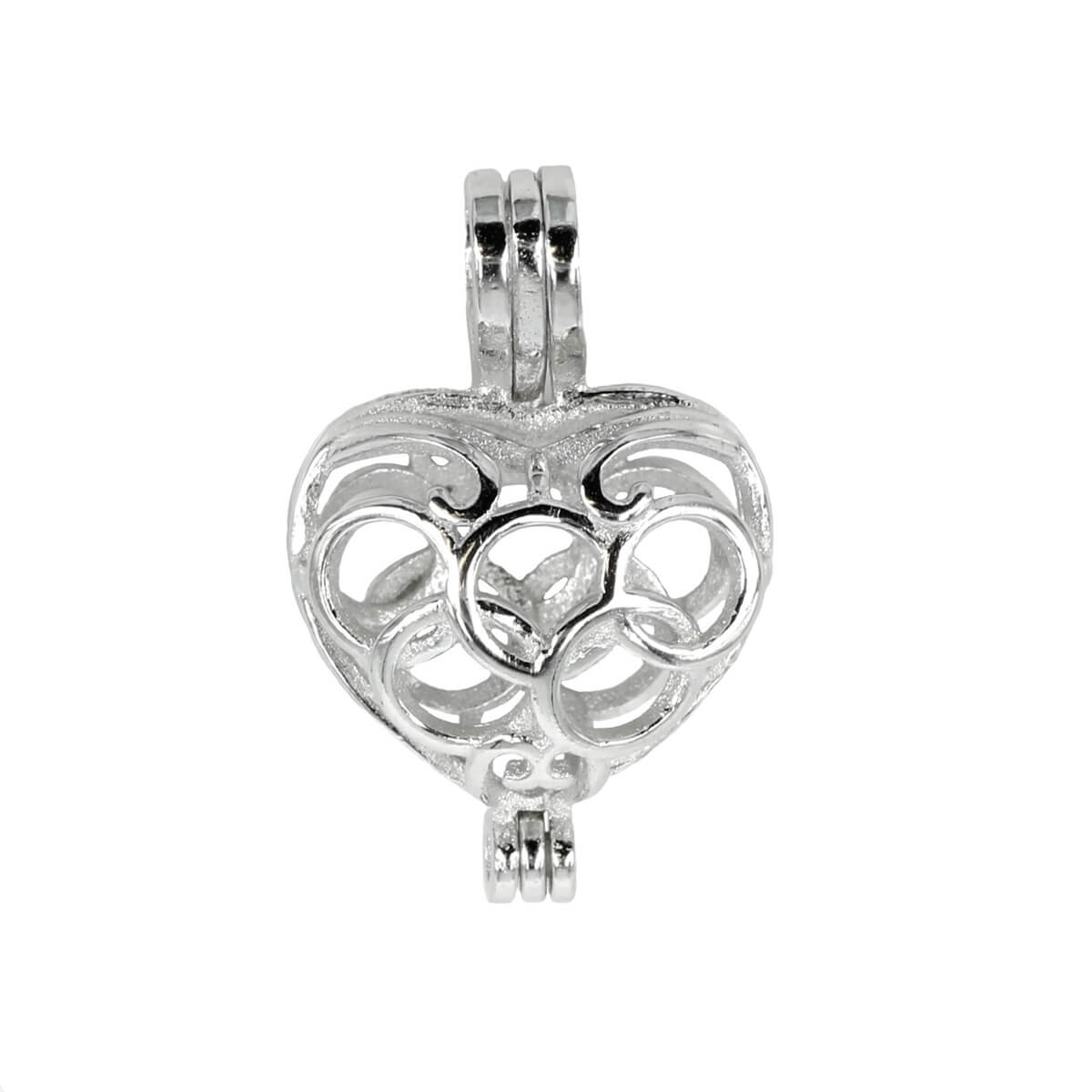 Heart Cage Pendant with Incorporated Bail in Sterling Silver 10mm
