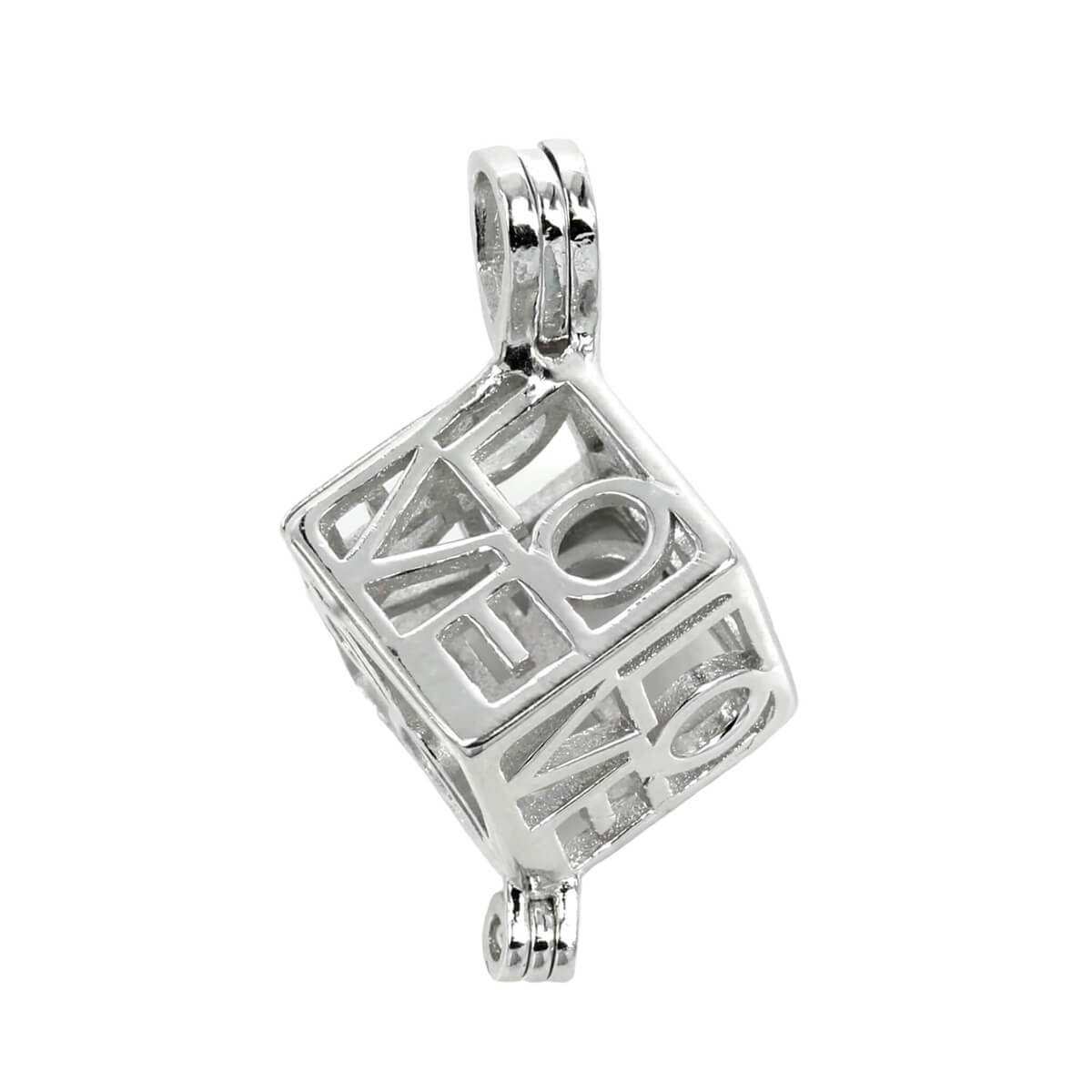 Love Cube Cage Pendant with Incorporated Bail in Sterling Silver 10mm 