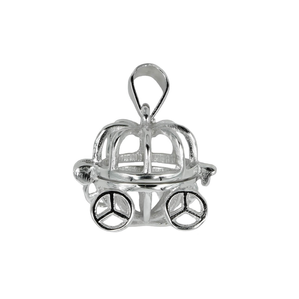Carriage Cage Pendant with Incorporated Bail in Sterling Silver 10mm