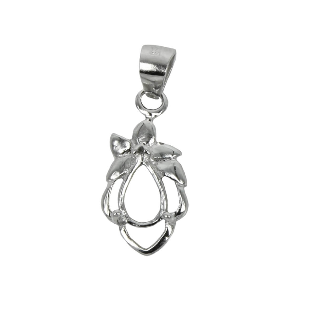 Flourish Decorated Pear Shaped Pendant in Sterling Silver 3x5mm 