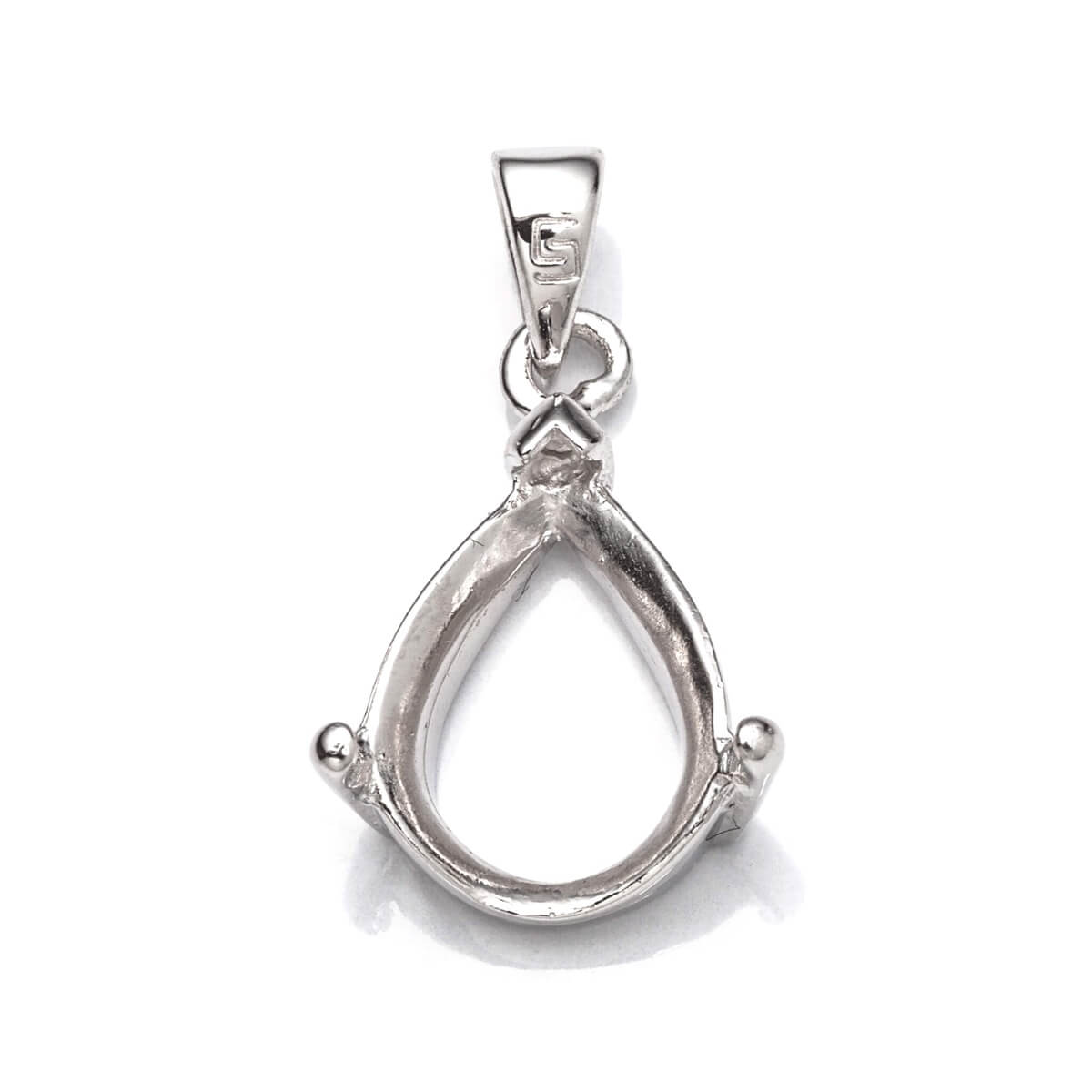 Pear Pendant with Pear Mounting and Bail in Sterling Silver 9x11mm