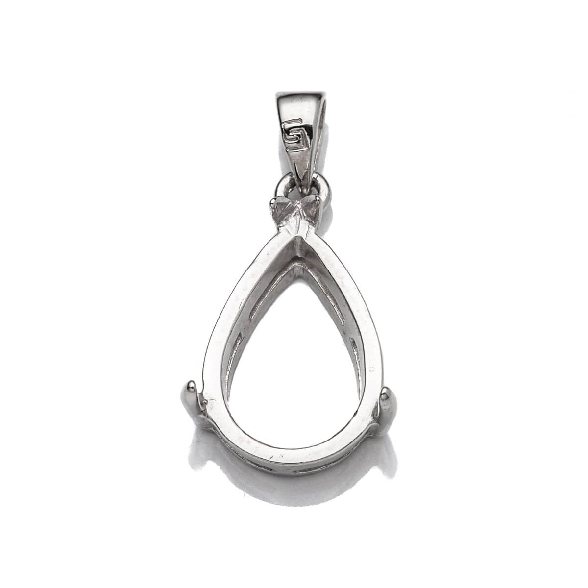 Pear Pendant with Pear Mounting and Bail in Sterling Silver 9x14mm
